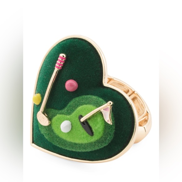 BETSEY JOHNSON GOLD PLATED GOLF HEART RING - NWT - Picture 2 of 3